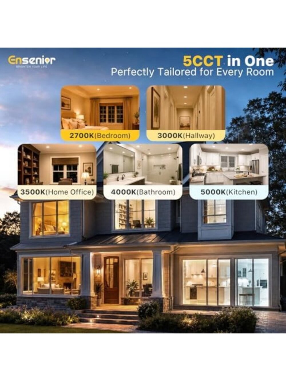 6 Inch LED Recessed Ceiling Light - 5CCT Color Temperature, 1200LM, Energy - Picture 2 of 6